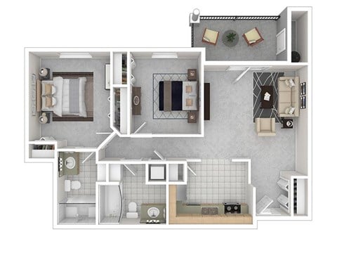 A floor plan of a house with a kitchen, living room, and bathroom.